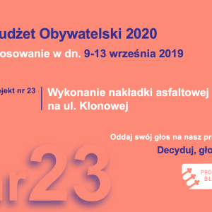 GŁOSOWANIE! w dn. 09.09-13.09 głosujemy na wybrany projekt w Budżecie Obywatelskim 2020