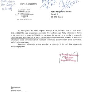 C.D. sprawy dotyczącej wygaszenia mandatów radnych.