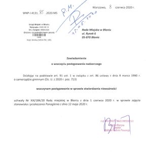 Wojewoda Maz. wszczyna postępowanie nadzorcze.