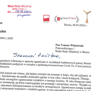 Odpowiedź od Burmistrza Coreno Ausonio na nasz list.