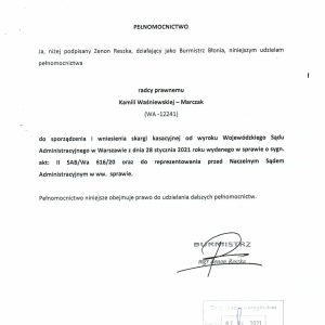 Skarga kasacyjna Burmistrza na wyrok WSA.