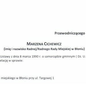 Interpelacja radnej Marzeny Cichewicz w sprawie TARGU.